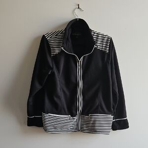 2/$20 La Madona - Black and White Striped Jacket - Size Small